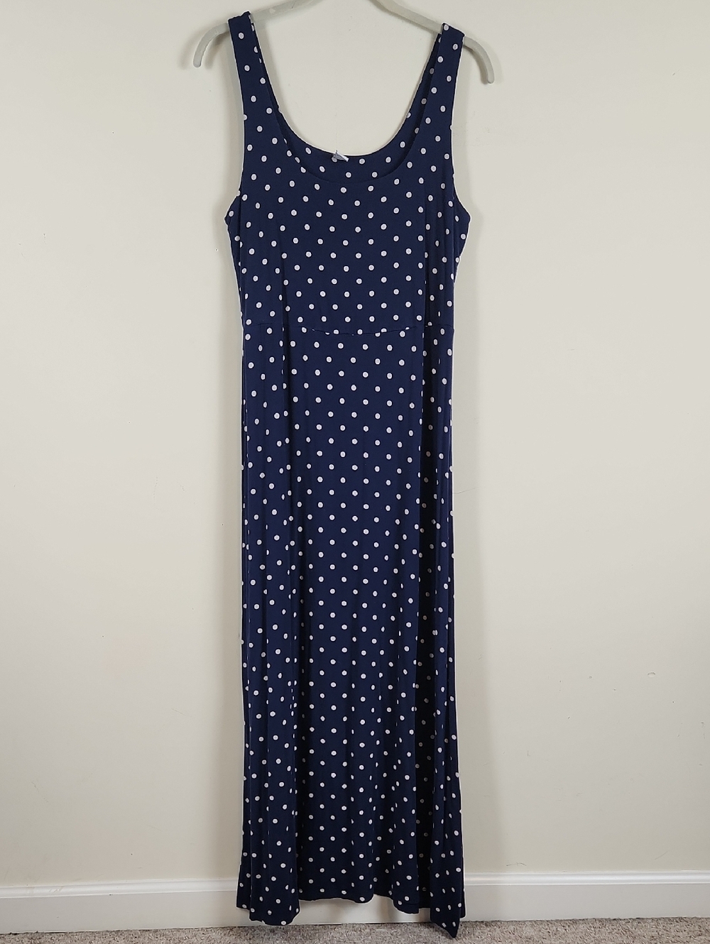 Sleeveless Navy & White Polka Dot Maxi Dress Old Navy Large